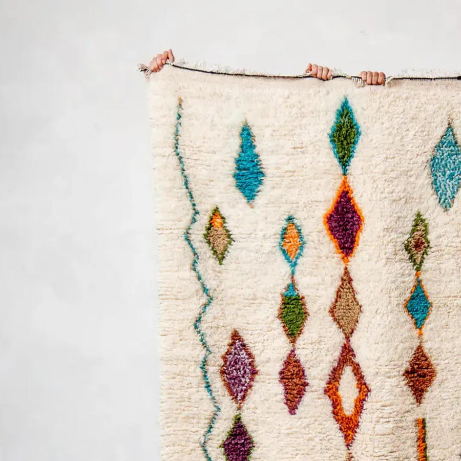 Handmade Moroccan Azilal Rug: All Wool Berber Rug, Custom Design