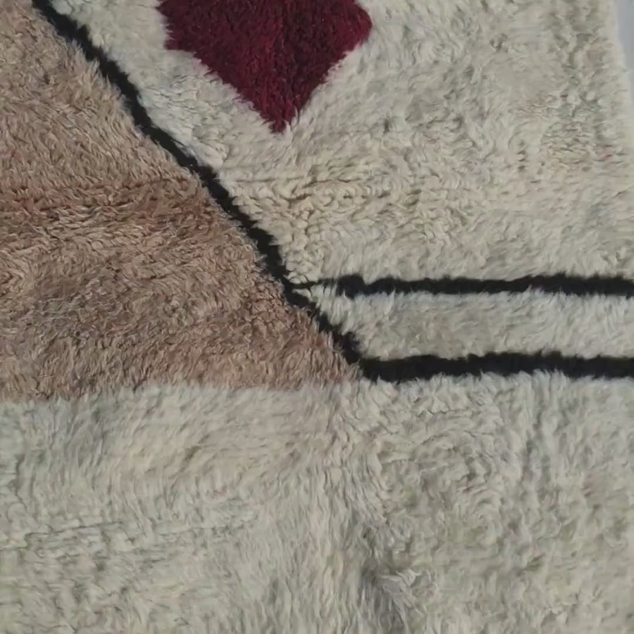 Handmade Beni Ourain Rug: Shaggy Moroccan Wool Berber Carpet