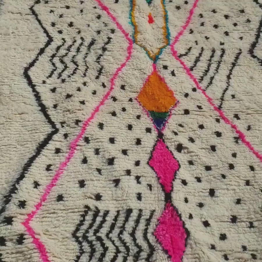 Authentic Berber Azilal Rug: Multicolor Moroccan Wool, Hand-Knotted