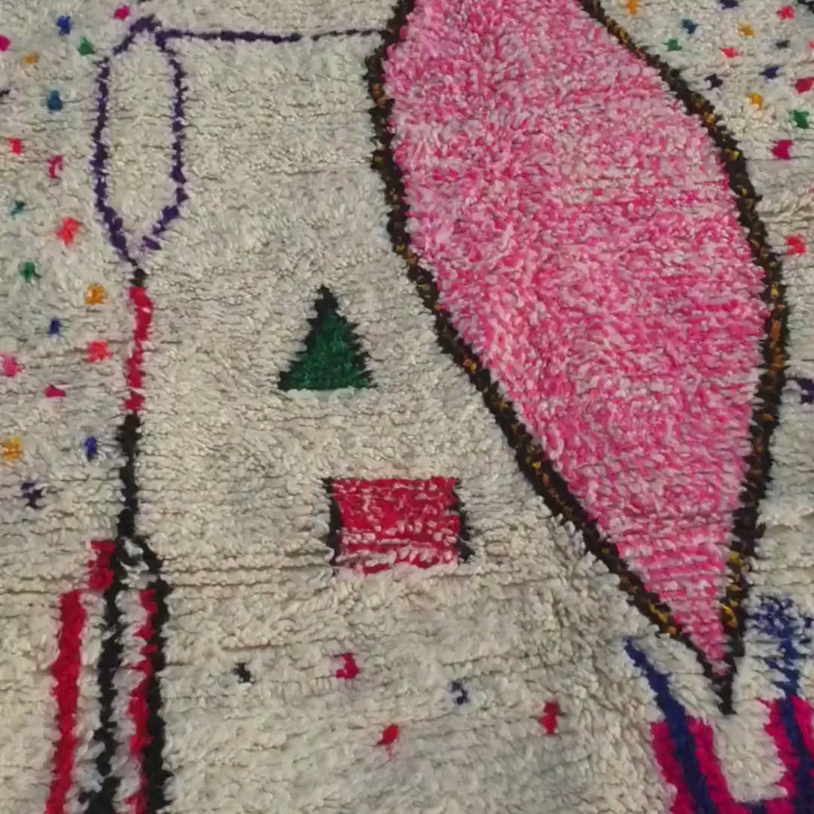 Handmade Beni Ourain Rug: Moroccan Wool Shag Carpet