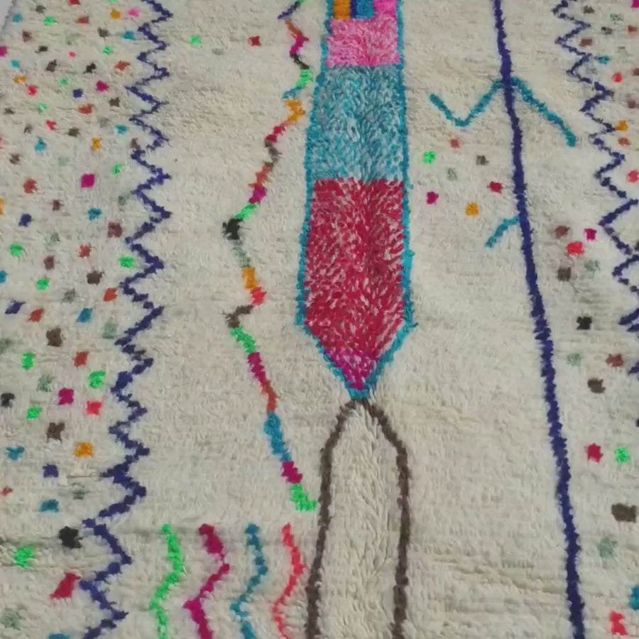 Handmade Wool Moroccan Shag Rug: Authentic Beni Ourain Berber Carpet