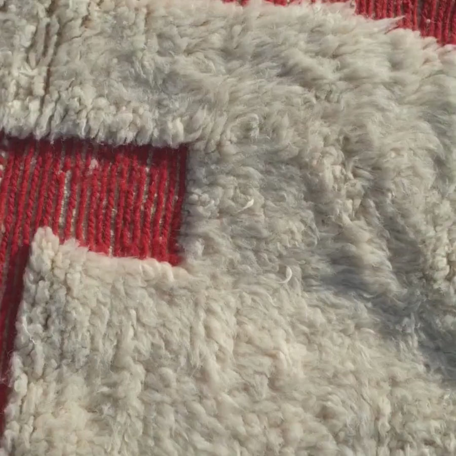 Hand Tufted Moroccan Rug: Orange & White Bohemian Berber Rug