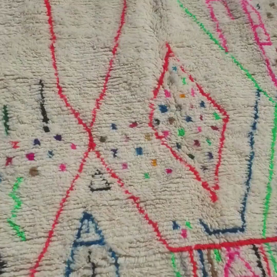 Handmade Moroccan Wool Berber Rug: Beni Ourain Shag Rug