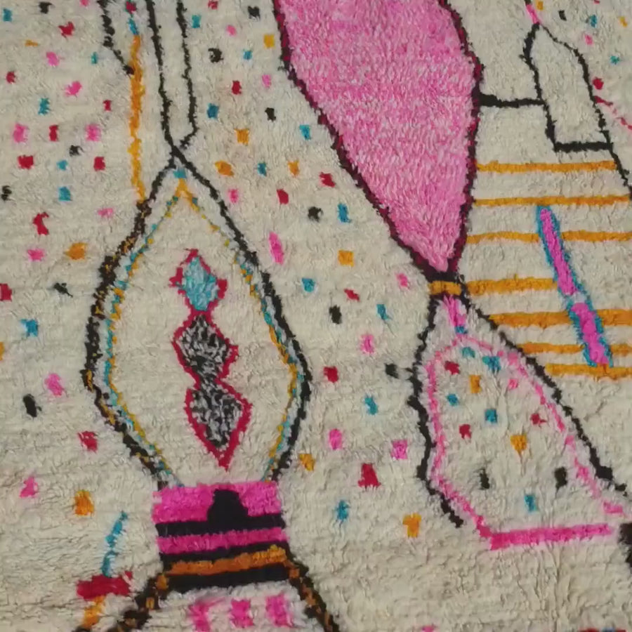 Handmade Azilal Berber Rug: Abstract Multicolored Moroccan Carpet
