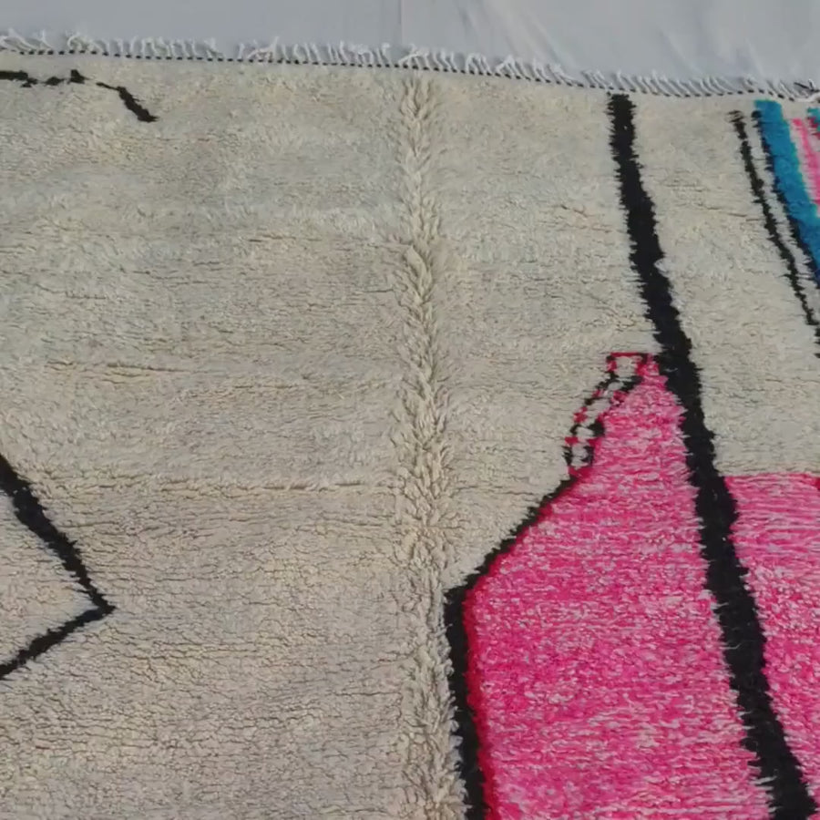 Handmade Wool Beni Ourain Rug: Authentic Berber Shaggy Carpet